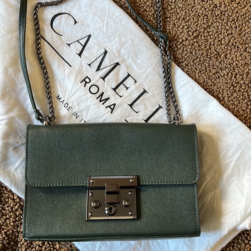 Hunter Green Italian Crossbody Bag Camelia Roma